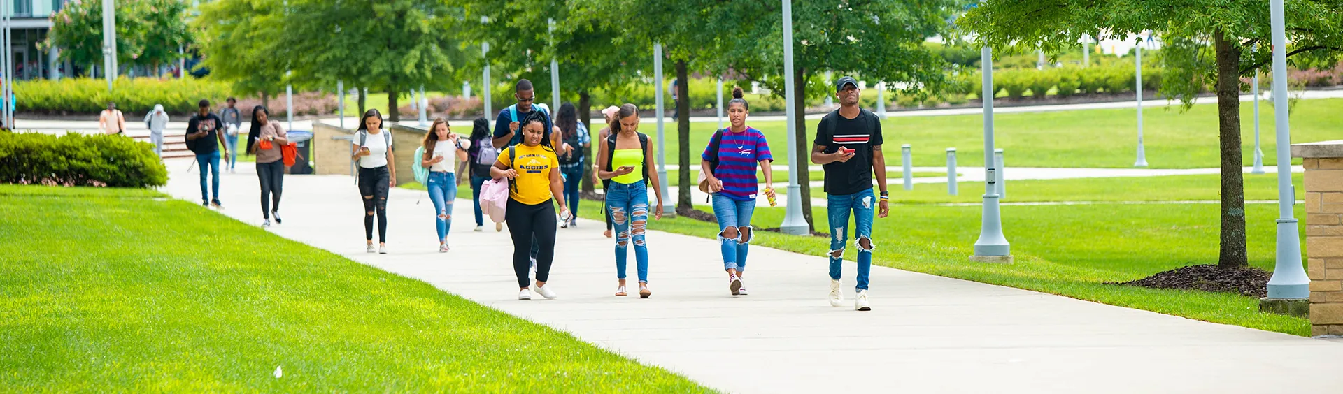 Curious students on campus